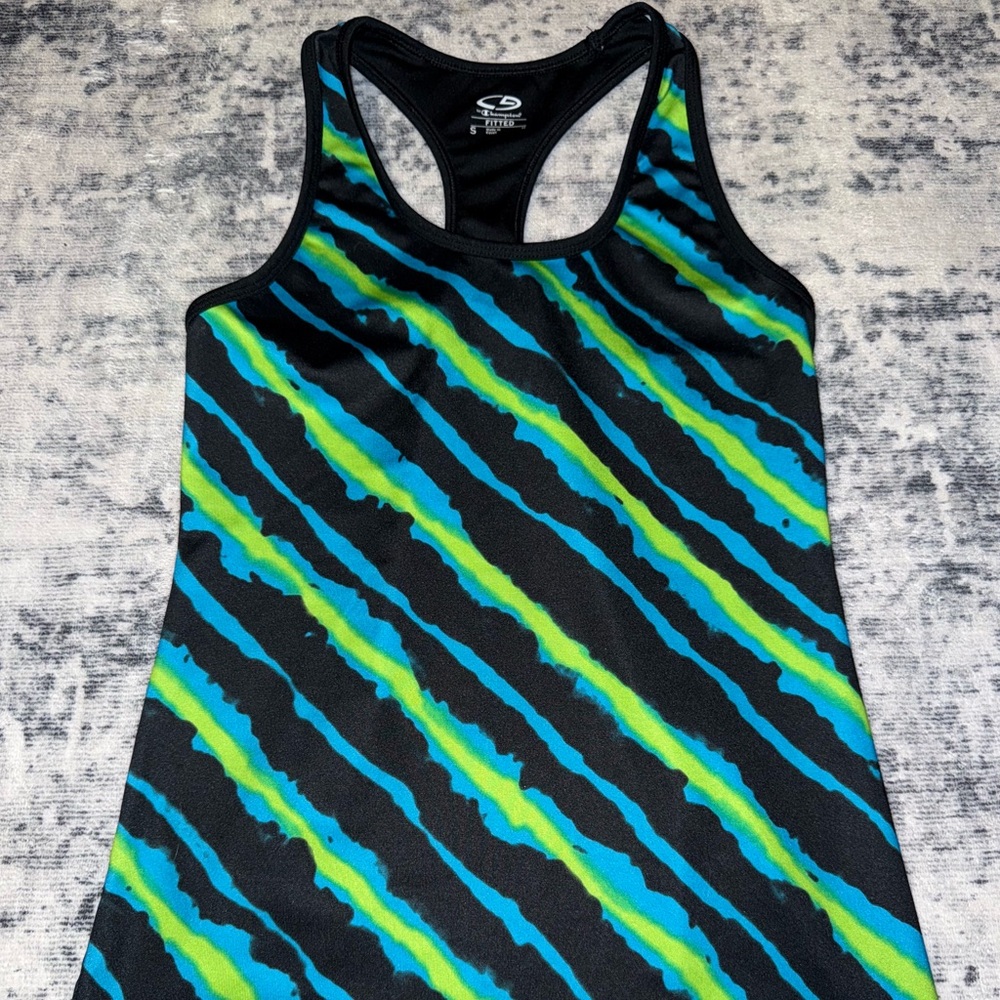 Champion Black and Blue Striped Tank Top